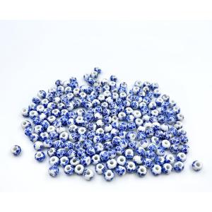About 200Pcs 6mm Porcelain Beads for Jewelry Making Blue Flower Printed Ceramic Beads Ceramic Spacers for Handmade Jewelry Making Bracelets Necklace