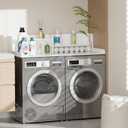 Wisuce 2-Tier Washer Dryer Countertop, 27.5" x 54" Bamboo Laundry Topper for Washer and Dryer for Laundry Room Organization-White