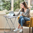  Folding Tray Table, Foldable Dinner Table for Eating with Required&Sturdy, Foldable Snack Tables with Sturdy MDF Top,Portable Laptop Stand,No Assembly ,27.3*19in (White Marble)