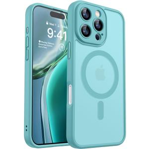 CANSHN Magnetic Compatible with iPhone 16 Pro Max Case, Upgraded [Full Camera Protection] [Compatible with Magsafe] [Translucent Matte] Shockproof Protective Phone Cover 6.9 Inch - Teal