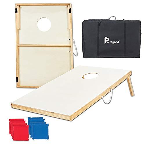 Pointyard Wooden Cornhole Set, 3x2Ft Classic Cornhole Outdoor Games Set with 8 All-Weather Cornhole Bean Bags and Carrying Case - Portable Backyard Cornhole Board Game for Kids Adults Family