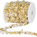 16 Feet Christmas Garland Christmas Tree Crystal Beads Garland Clear Iridescent Large Twinkle Ice Double Twist Christmas Tree Garland Perfect for Winter and Xmax Tree Decorations and Home Décor (Gold)