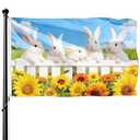 Happy Easter Bunny Rabbit Flag - 3X5 Ft Spring Sunflower Outdoor Flags for Holiday Decorations - with 2 Brass Grommets