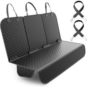 Dog Car Seat Cover for Back Seat, Waterproof Back Seat Cover with Zippered Armrest Access, Non Slip Rear Bench Cover for Cars SUVs - 52W