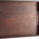 Joy&Grace Ottoman Tray for Living Room, Large Acacia Wooden Serving Tray with Handles for Coffee Table, Breakfast in Bed, Food Dinner, Decorative Tray (Sleek Brown, 16.7" x 12.8" x 2")