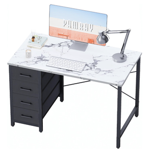 Pamray 32 Inch Computer Desk with 4 Drawers Small Office Desk for Home Bedroom Study Writing Simple Modern Computer Table White