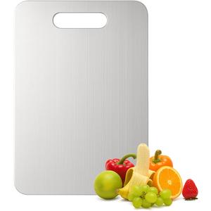 Titanium Cutting Boards Set of 2 100% Pure Titanium Kitchen Cutting Board, Double-Sided Non-Toxic Cutting Board, Ideal for Slicing and Dicing Meats, Features Handle, Dishwasher Safe, 16×10 In