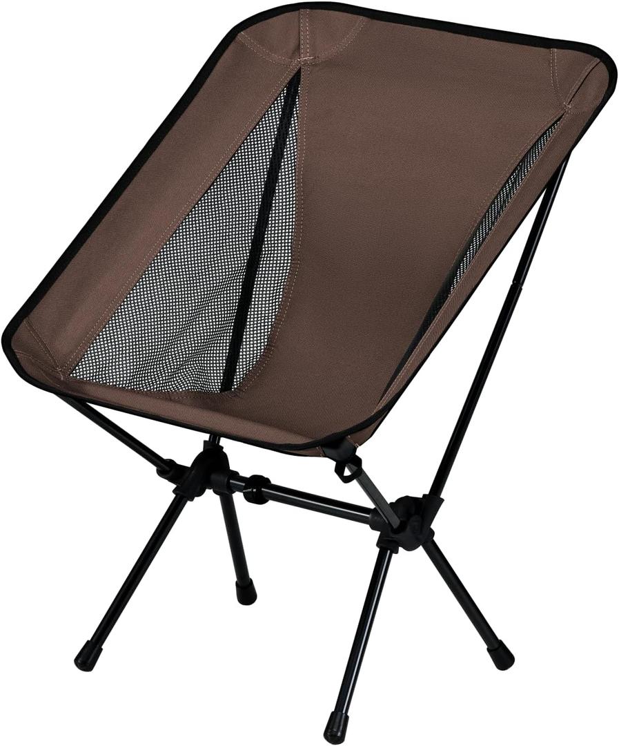 Lightweight Portable Essential Compact Camping Chair,Sturdy with X-Frame,120kg Capacity,Foldable with Carry Bag,Quick Setup for Outdoor,Hiking,Beach,Backpacking (Chestnut Brown)