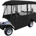 Leader Accessories Deluxe 4-Person Golf Cart Cover Storage Driving Enclosure Fit EZ Go, Club Car, Yamaha Cart (Black)