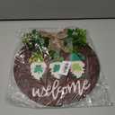 St Patrick Day Welcome Sign for Front Door Décor St Patrick Day Wood Door Wreath with Gnomes Shamrock Burlap Bow Decoration