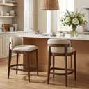 Christopher Knight Home Arden Indoor Wooden Counter Stool Set of 4, Upholstered Seat with Foam Cushion, Kitchen Bar Stools with Rubberwood Frame and Footrest for Dining Island, Beige + Walnut