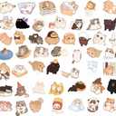 2 x Cute Cat Stickers for Kids Teen Adults 100 Pack, Waterproof Kawaii Stickers Water Bottle Laptop Phone Case Scrapbooking, Cat Birthday Party Kawaii Gift Thing Stuff Item Boy Girl (Kawaii cat 100pcs)