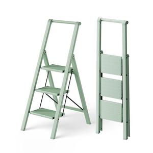 HillhutApex Aluminum 3 Step Ladder, Step Stool Foldable Ladder(Pale Green)
