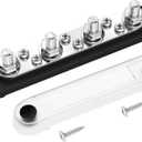 DAIERTEK Negative Bus Bar 12V Marine 4 x 5/16" (M8) Terminal Studs 6 x M4 (#8) Terminal Screws Gound Bus Bar Black Negative Power Distribution Block for Automotive Boat Solar System