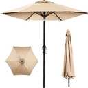 Best Choice Products 10ft Outdoor Steel Polyester Market Patio Umbrella w/Crank, Easy Push Button, Tilt, Table Compatible - Sand
