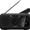 Kaito V5 Emergency Radio - Solar Panel and Hand Crank  LED Flashlight  Voyager Mini NOAA Weather Radio - AM/FM Radio Rechargeable Battery (Black)