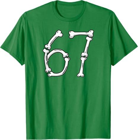 Halloween Number 6 and 7 Bones Skeleton Costume T-Shirt, L, Kelly Green