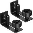 SKYSEN 2 Pack Barn Door Floor Guide Wall Mount Stay Roller,8 Setup Options, Flush Bottom,Black Powder Coated,Felt Strip, Countersunk Holes for Barn Door(2 Pack)