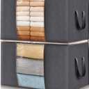 Lifewit 2 Pack 60L Clothes Storage Bins with Lids, Foldable Blanket Storage Bags with Zippers, Clear Window and Reinforced Handles, Closet and Organization for Clothing, Sweater, Comforter, Bedding