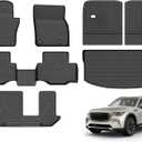 ANBINGO® Floor Mats & SeatBack Cargo Liner for CX90 2024 2025 2026/7 Passenger / 2nd Row with Bench Seat / (50/50 Velcro Tape Fixed Backmats) TPE 3 Rows Waterproof CX-90 Car Mat