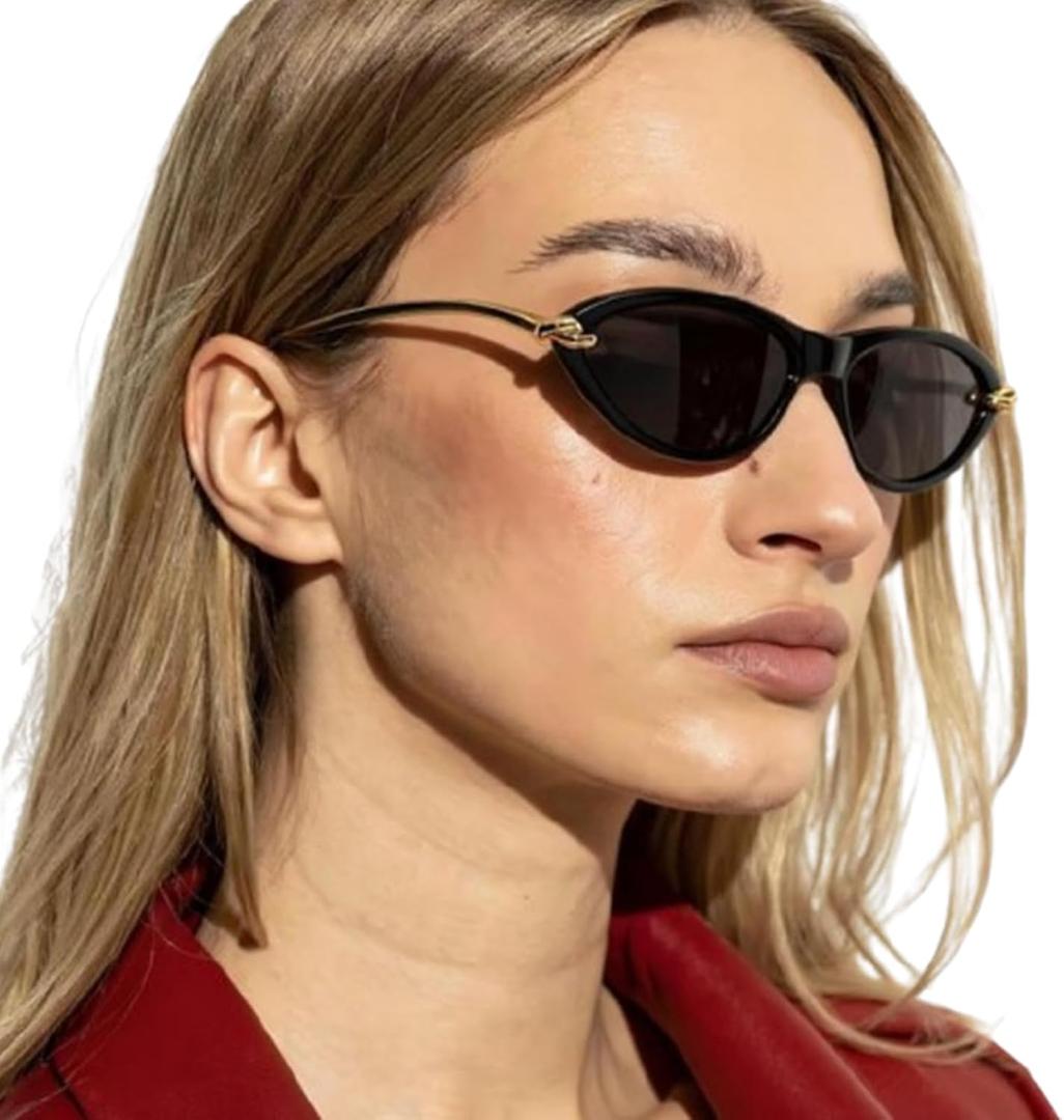 Chicid Retro Oval Cat Eye Sunglasses for Women Chic Metal Designer Sun Glasses