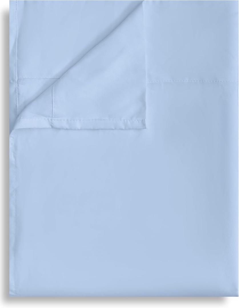 King Flat Sheet Only, 1 Pack Top Bed Sheets, Soft Breathable Brushed Microfiber Color-Coded Label Threads, (105"x102",Light Blue)