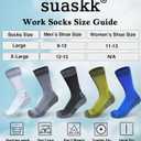 suaskk Men's Crew Work Boot Socks, Thick Cushioned Moisture Wicking Hiking Sock 3/4 Pairs (12-15)