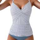 Womens Tankini Swimsuits Ruched Tummy Control Bathing Suits 2 Piece V Neck Wrap Tie Back Swimwear 2XL