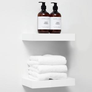 Homeforia White Floating Shelf 12 inch, High End Solid Real Wood Small 12inch Floating Shelves for Wall Mounted, White Wooden 12 in Floating Shelves, Heavy Duty Bracket, 12 X 6.5 X 1.75 inch, Set of 2 (Classic White - Soft Neutral Satin)