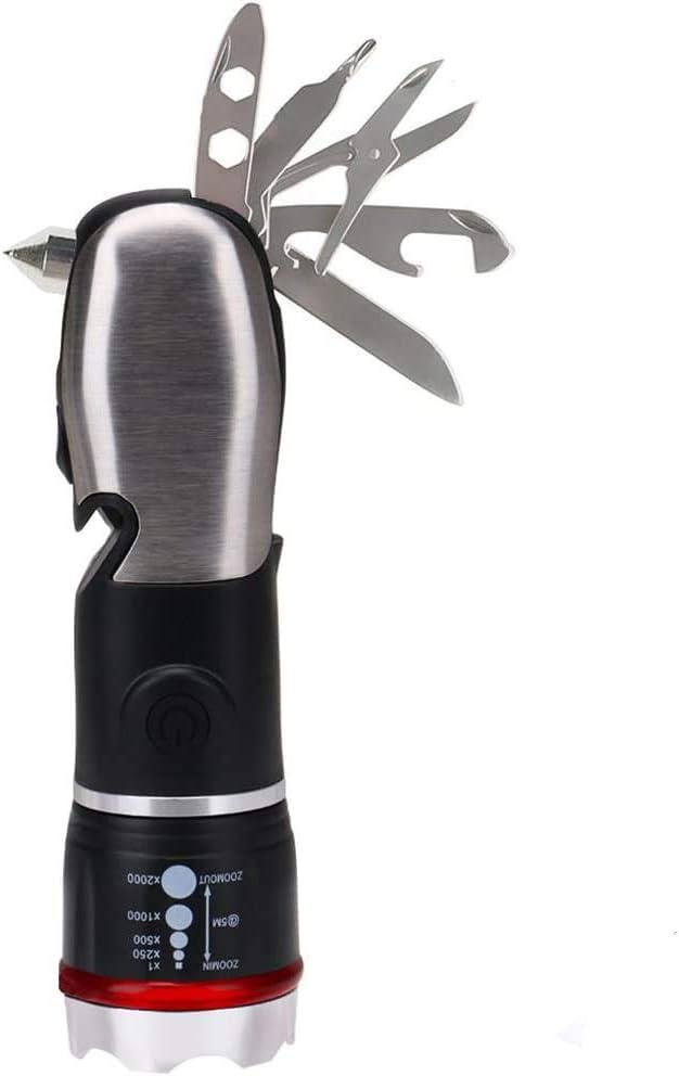 Multi Tool LED Flashlight,Surivival Tools for Cars, Emergency and Camping, ALL IN One Tactical Torch Light with Hammer Seatbelt Cutter Knief Bottle Opener Scissors Screwdrivers