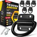 6PCS Heavy Duty Steel D Rings Tie Down Anchors, Ultra Durable 3500 Pound Breaking Strength Surface Mount Hooks Securing Cargo for Trailer, Truck Bed, with Screws & Bolts