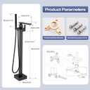 Free Standing Tub Faucet, Floor Mount Bathroom Tub Filler, Single Handle Freestanding Bathtub Shower Faucets with Handheld Sprayer, Matte Black