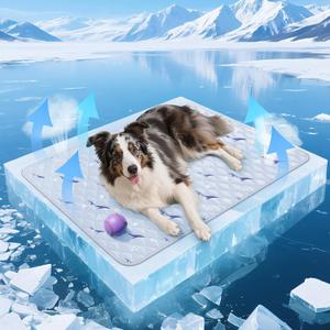 Dog Cooling Mat, Cooling Mat for Dogs, Breathable Dog Bed with Non-Slip Design, Portable & Washable Pet Pad for Indoor, Outdoor, Crate, Summer Cat Bed, Cool Pet Pad, Gel-Free, 27"x39" (Gray)