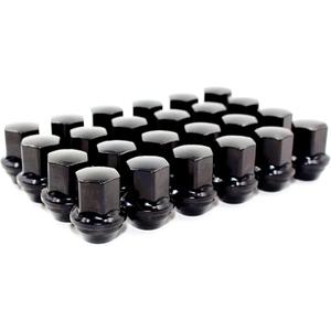 Set of 21 Veritek 14x1.5mm Black 7/8 22mm Hex Duplex Large Wide Acorn Seat OEM Style 1.5 Inch 38.5mm Lug Nuts For Buick Cadillac Chevy Chevrolet Chrysler Dodge Jeep RAM Factory Wheels VPE-14155330BK24
