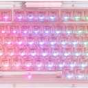 KiiBoom Phantom 81 75% Transparent Mechanical Gaming Keyboard, Hot Swappable Custom Gasket Keyboard with RGB Backlit, Clear Keycap, Rechargeable Battery, Triple Mode for Win/Mac (Phantom 81 V3 Pink)