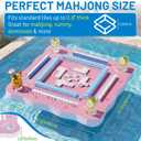 Large Floating Mahjong Table for Pool, Double Sided Waterproof Floating Pool Tray for Mahjong, Poker, Cards, Dominoes Scrabble, Water Game Table with Cup Holders for Hot Tub, Beach, Backyard Parties, 32 inches