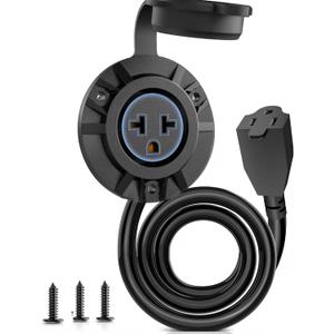 Outdoor Outlet Extender, Weatherproof Power Outlet, Receptacle Outlet,125 Volt NEMA 5-15R, RV Electrical Outlet with Integrated 20-Inch Extension Cord 12AWG, Outdoor Outlet Cover.