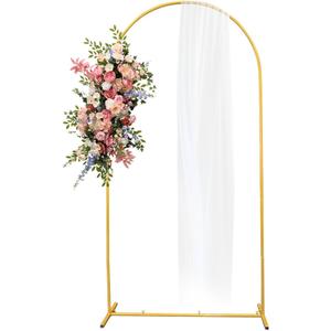 6.6 FT Metal Arch Backdrop Stand, Wedding Arch Backdrop Stand for Ceremony, Gold Wedding Balloon Arch Stand, Reusable Arch Frame Wedding for Birthday Party, Baby Shower and Ceremony Decoration