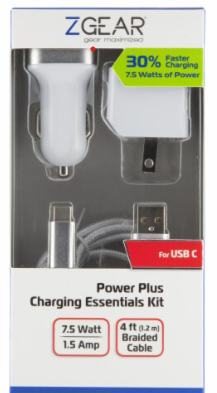 ZGear Power Plus Charging Essentials 3 Pc Kit 7.5Watt 4Ft
