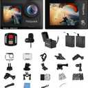 Eagle i15 ProMax Real 4k30FPS 20MP WiFi Action Camera Touch Screen EIS Stabilization Dual Screens Underwater Waterproof Sports Camera, 2 Batteries, Dock, External Microphone, Accessories Kit