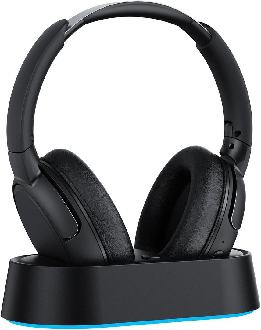 Wireless TV Headphones with Charging Dock, 45H Playtime, Matte Black