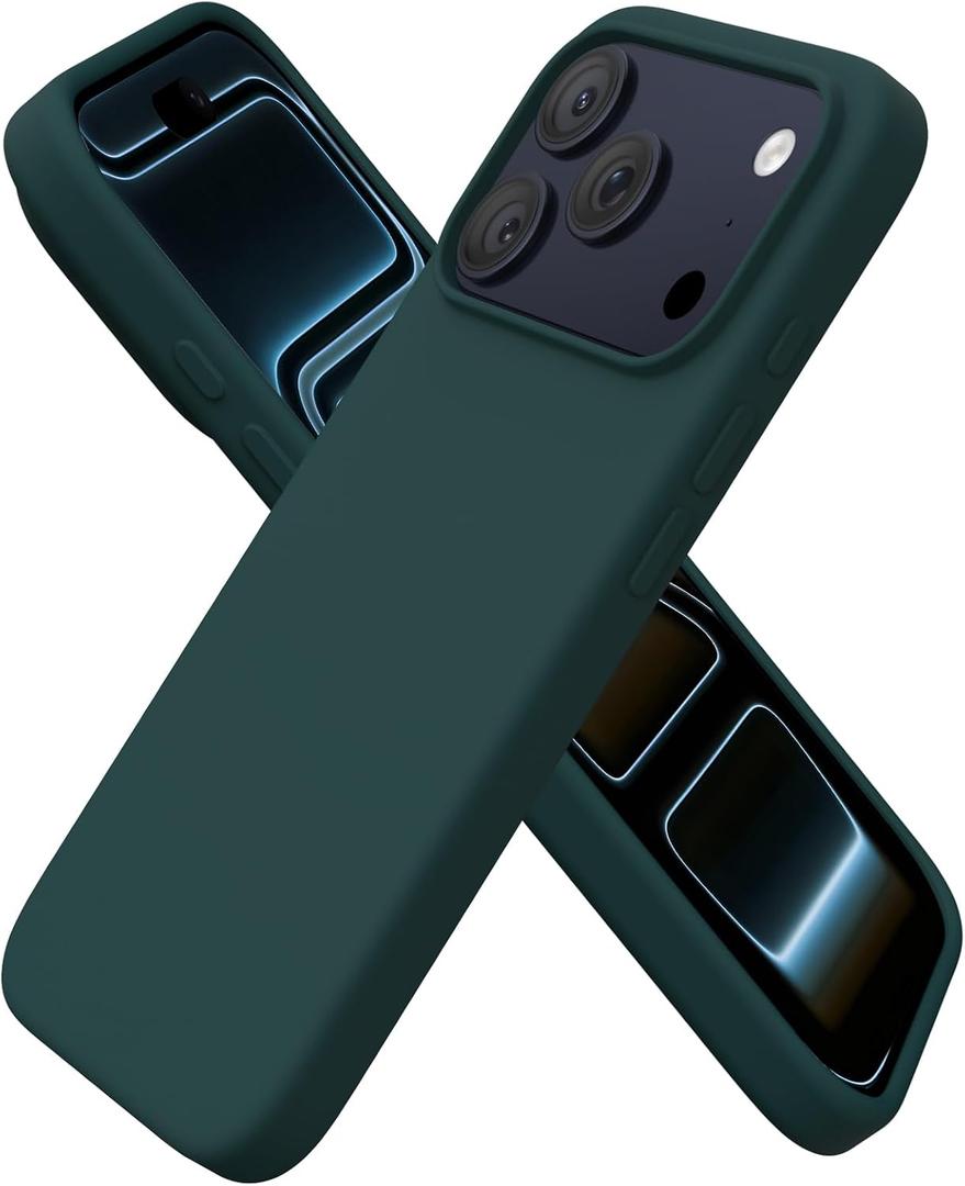 ORNARTO Compatible with iPhone 17 Pro Case 6.3", Slim Liquid Silicone 4 Layers Full Covered Soft Gel Rubber Shockproof Cover, Protective Phone Case for iPhone 17 Pro-Olive Green