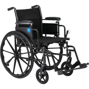 Medline 20 K3 Height Adjustable Wheelchair with Swing-Back Desk-Length Arms & Swing-Away Footrests, 300 lbs. Capacity Transport Aid, Adults & Seniors