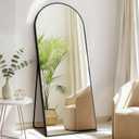DUMOS Arched Full Length Mirror with Stand Floor Standing Aluminum Frame for Bedroom Body Hanging Leaning Modern Simple Home Decor Shatter-Proorf Nano Glass Wall Living Room Cloakroom Black 56"x21"