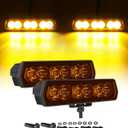 6 Inch Amber LED Light Bars  2PCS, 4300 Lumens, Single Row Slim Light Bar, Spot Amber Beams for ATVs, UTVs, Trucks, Motorcycles