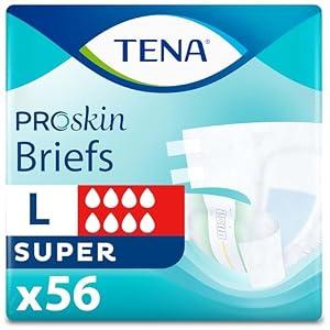 TENA Proskin Super Briefs, Incontinence Adult Diapers, Unisex, Large, 56 ct