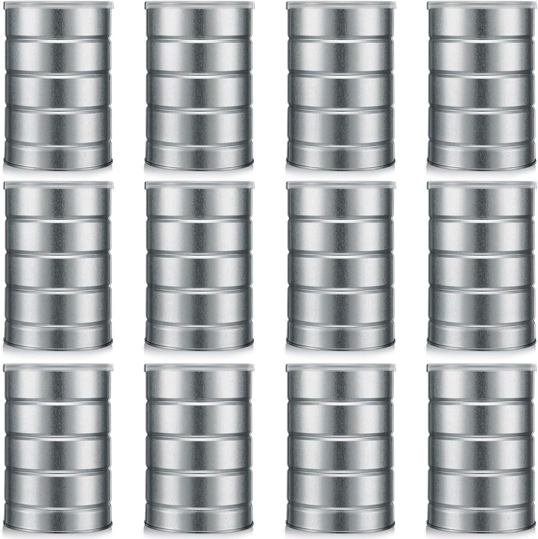 Jadive 12 Pcs Empty Coffee Cans with Lids Metal Tin Can for Kitchen Storage Loose Leaf Tea Containers Round Coffee Tin Metal Canister Tea Sugar Storage Packaging or Arts Crafts