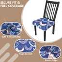 Stretch Dining Chair Seat Covers Set of 2,Dining Chair Slipcovers, Floral Printed Chair Covers,Soft Fabric Washable Upholstered Chair Seat Protector, No Rear Covers for Home Kitchen Dining Room (B-geometric Semicircles)