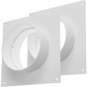 Vent Systems Round 6" Inch Pack of 2 White Air Vent Duct Connector Flange - Plastic Straight Air Supply, Exhaust Ducting Pipe Connector Plate for Dryer Vent - Cooling/Heating Ventilation System HVAC