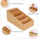 HTB 4-Section Snack Organizer with Removable Dividers for Kitchen, Cabinet, Office, Countertop, 2 Pack Bamboo Pantry Storage Organization for Spice Packets, Seasoning Pouches, Coffee Pods
